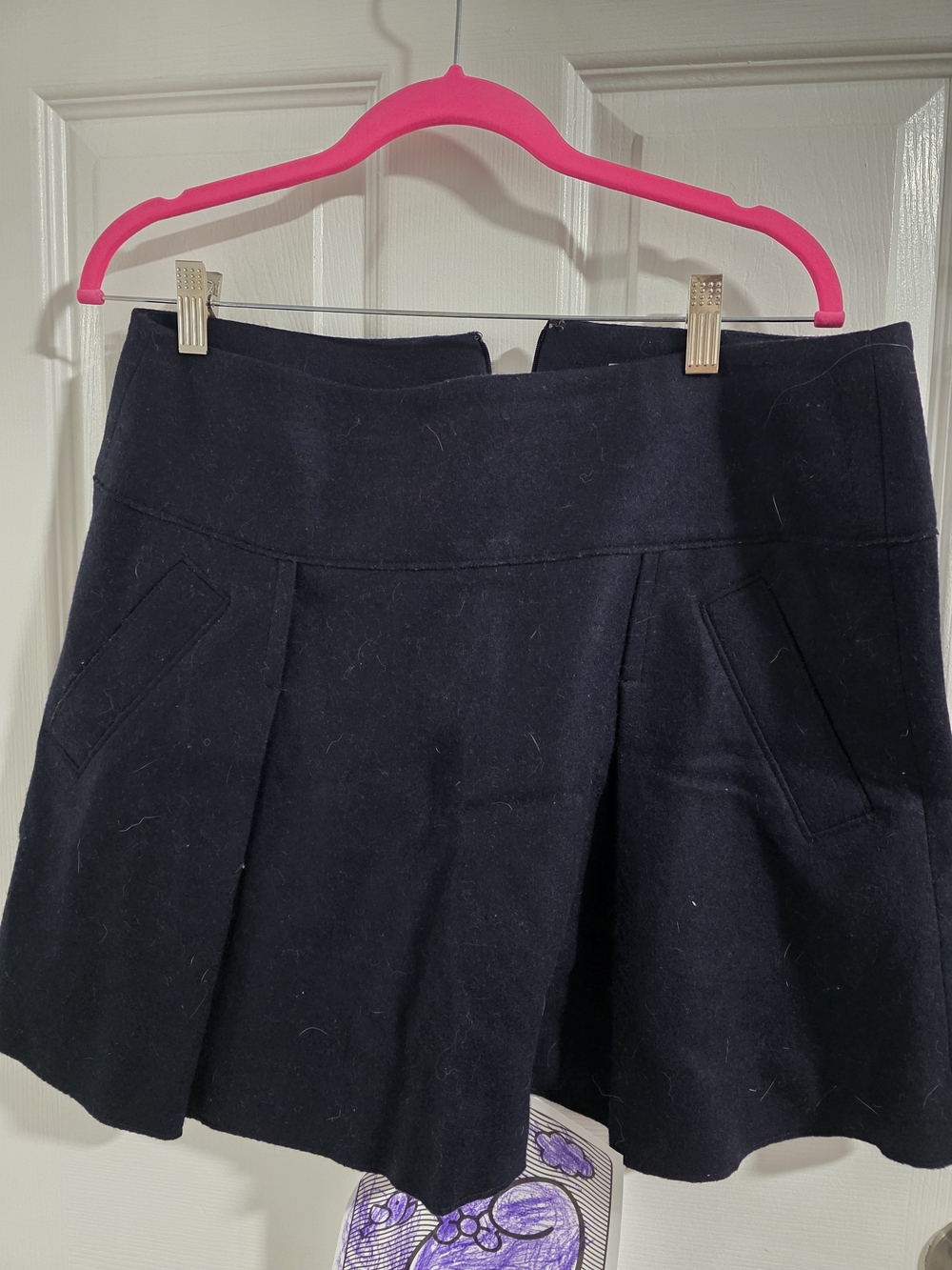 Vince Navy Blue Wool Circle Skirt